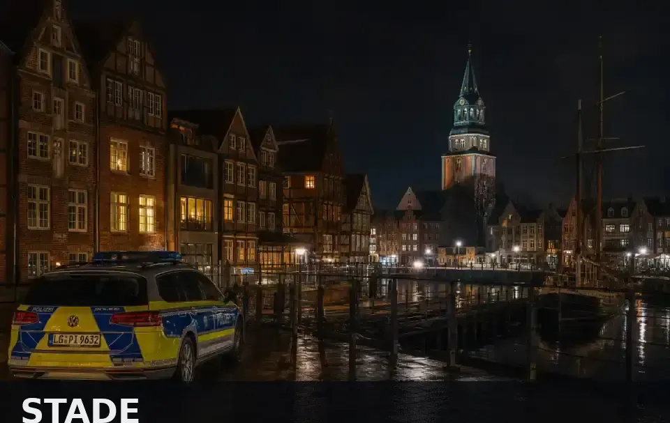 Polizeipräsenz bei Nacht in Stade – Symbolbild